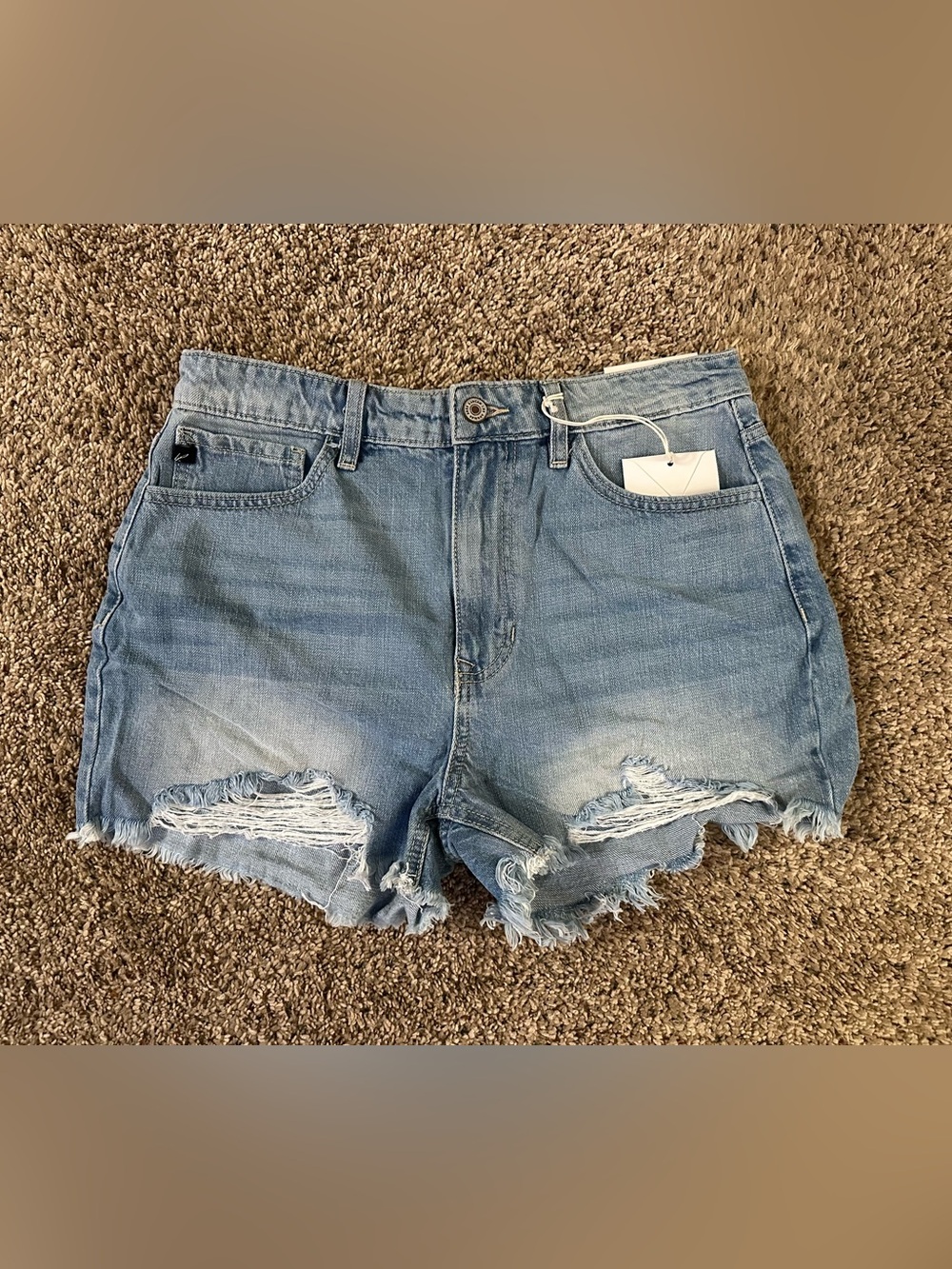 NWT KanCan Light Blue Distressed High-Rise Denim Shorts